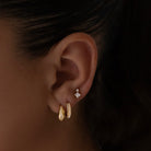 Sterling silver cubic zirconia detailing earrings in gold. Abigail hoops- Lephoria
