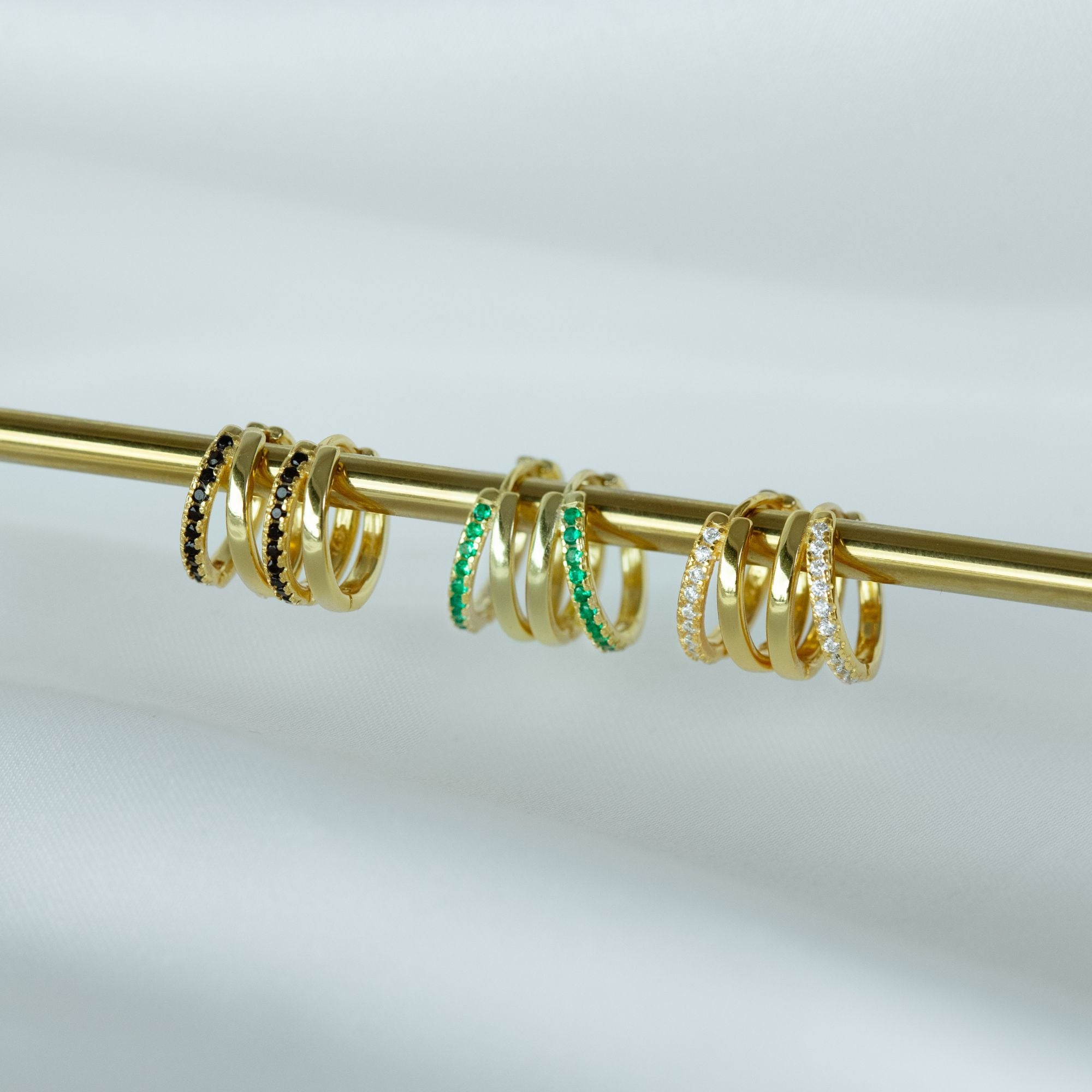Sterling silver double hoops with cubic zirconia detailing in gold. Adelaide hoops- Lephoria