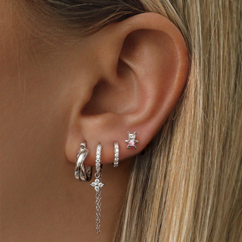 Lola Bear Stud Earrings - Silver