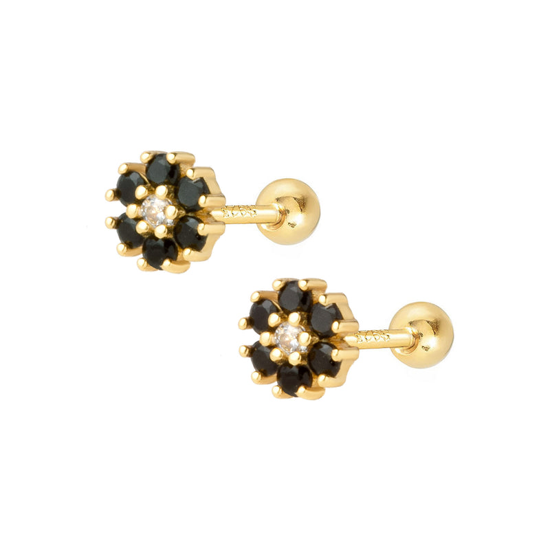Black Magic Stud Earrings - Gold