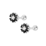 Black Magic Stud Earrings - Silver