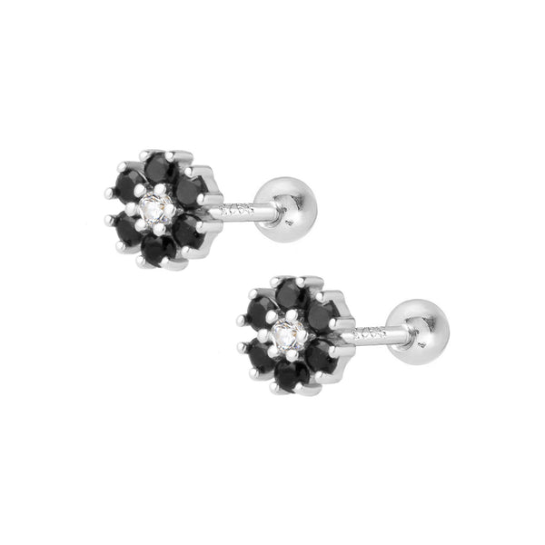 Black Magic Stud Earrings - Silver