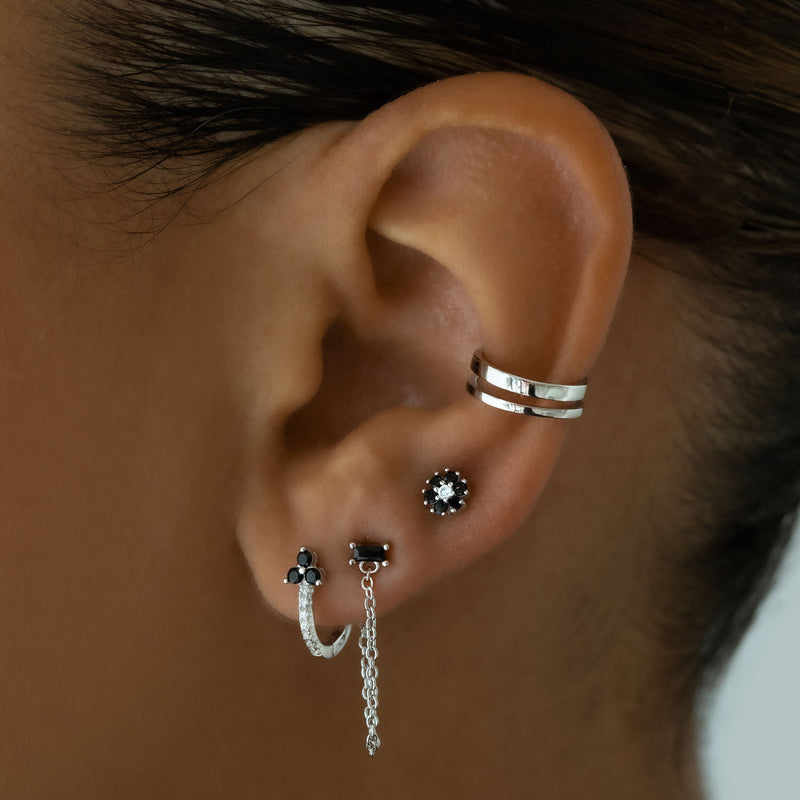 Black Magic Stud Earrings - Silver