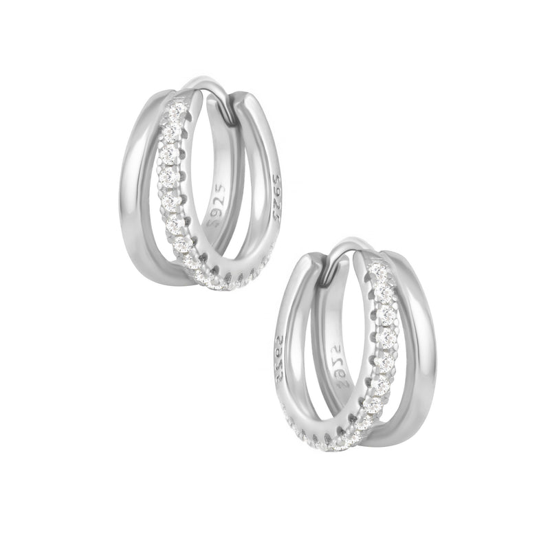 Sandy Hoop Earrings - Silver