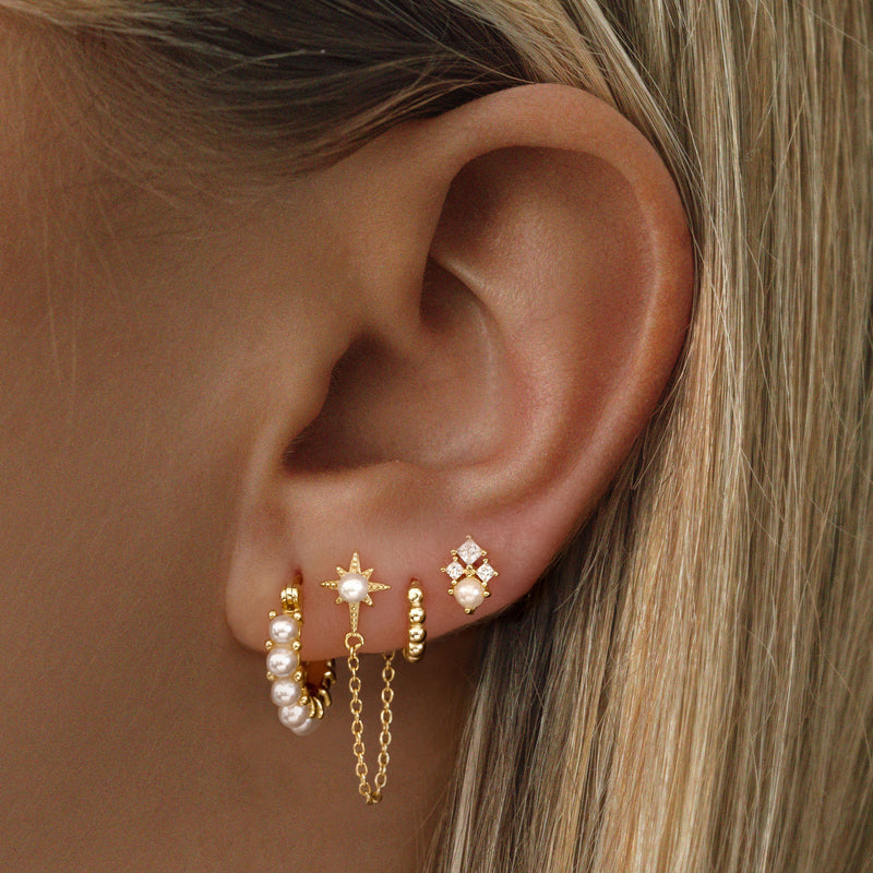 Suzie Pearl Hoop Earrings - Gold