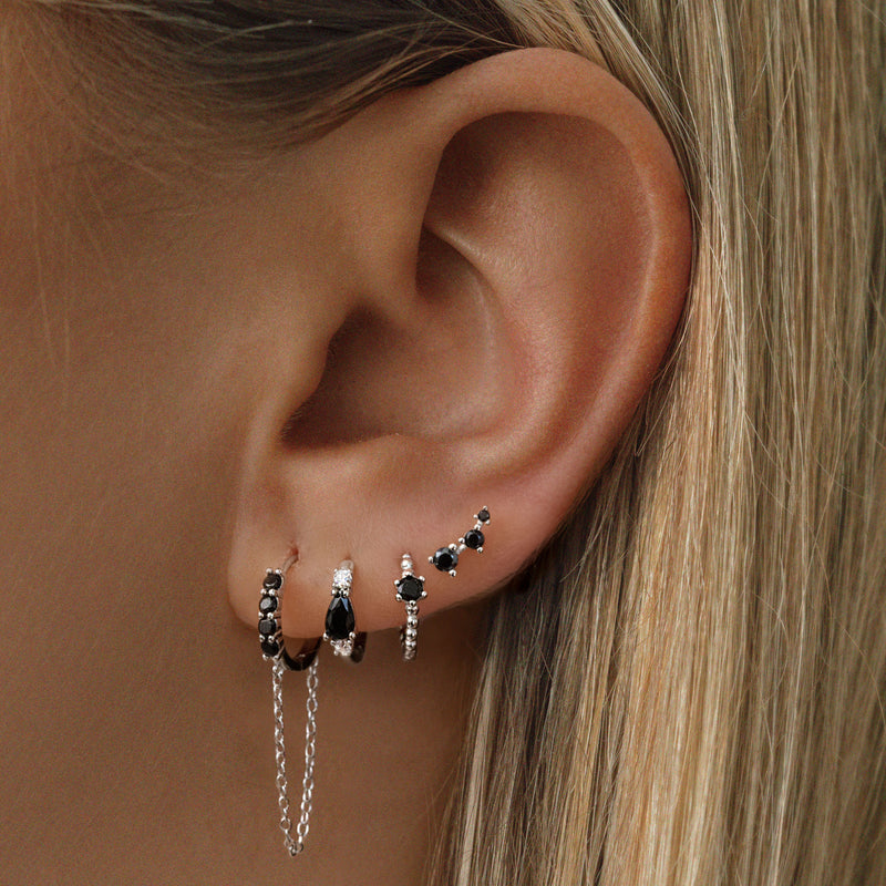 Ebony Hoop Earrings - Silver