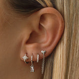 North Star Hoop Earrings - Silver