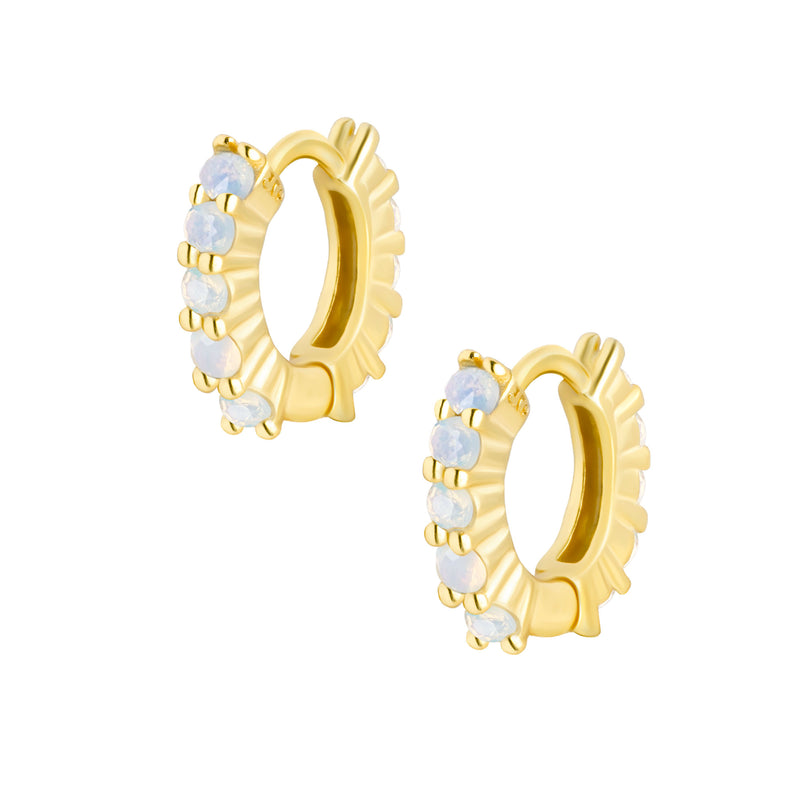 Debby Opal Hoop Earrings - Gold