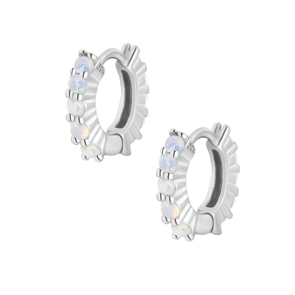 Debby Opal Hoop Earrings - Silver