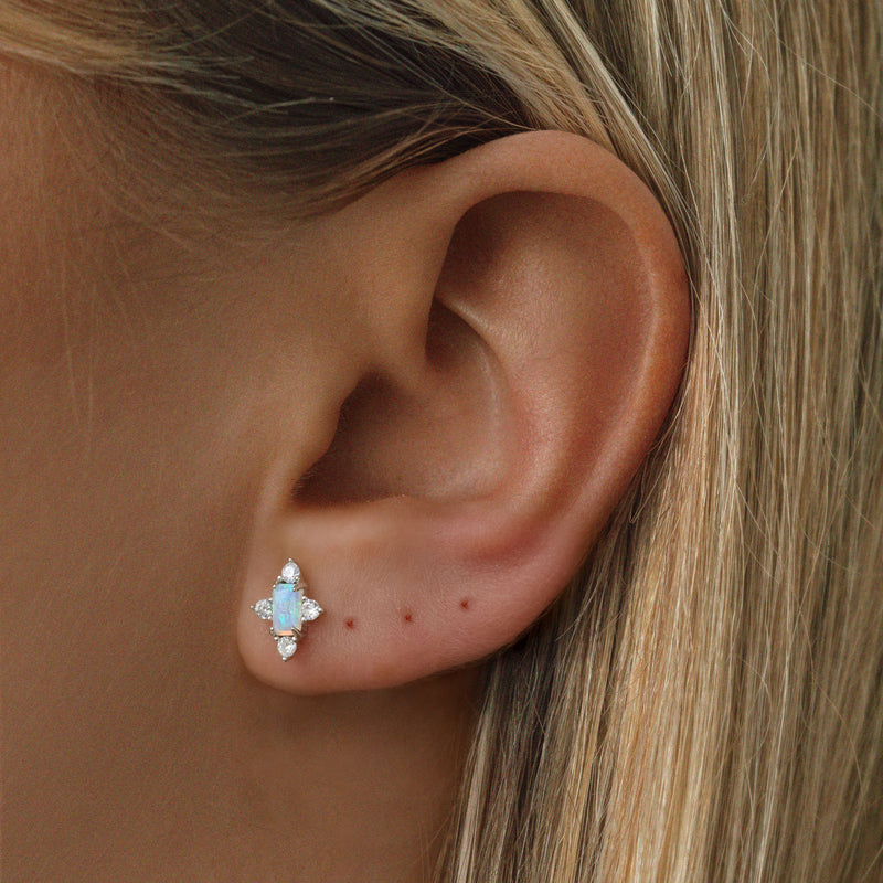 Lucy Opal Stud Earrings -Silver