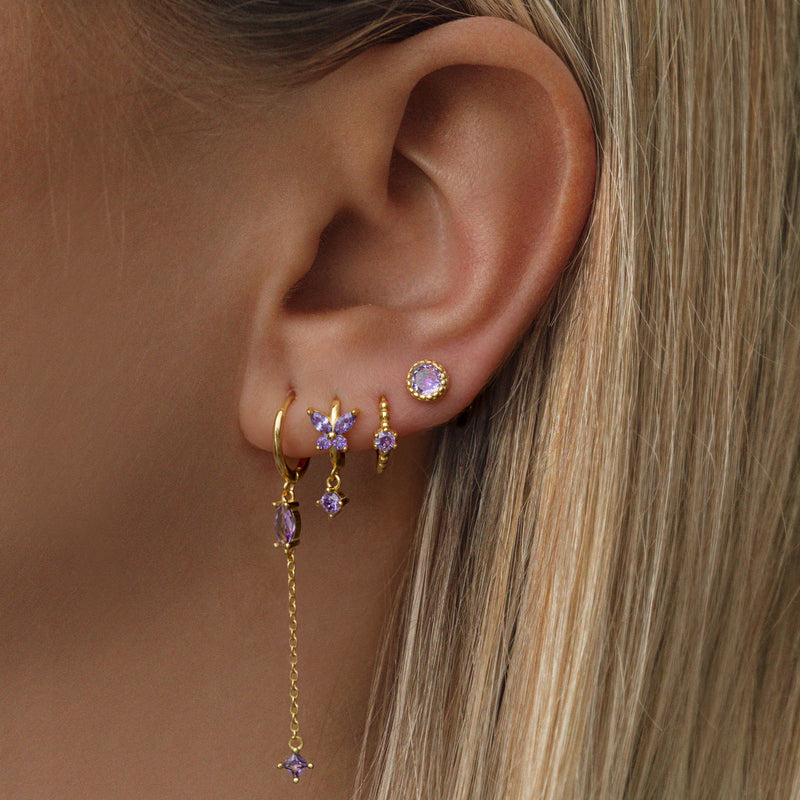 Violet Hoop Earrings - Gold