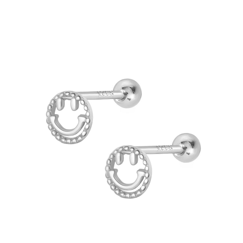 Happy Stud Earrings - Silver