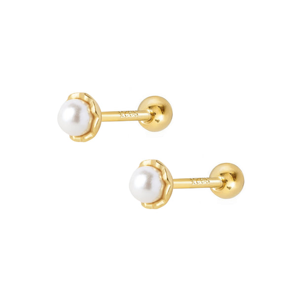 Victoria Pearl Stud Earrings - Gold