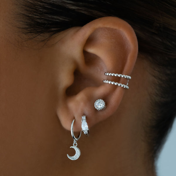 Eclipse Hoop Earrings - Silver