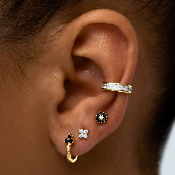 Black Magic Stud Earrings - Gold