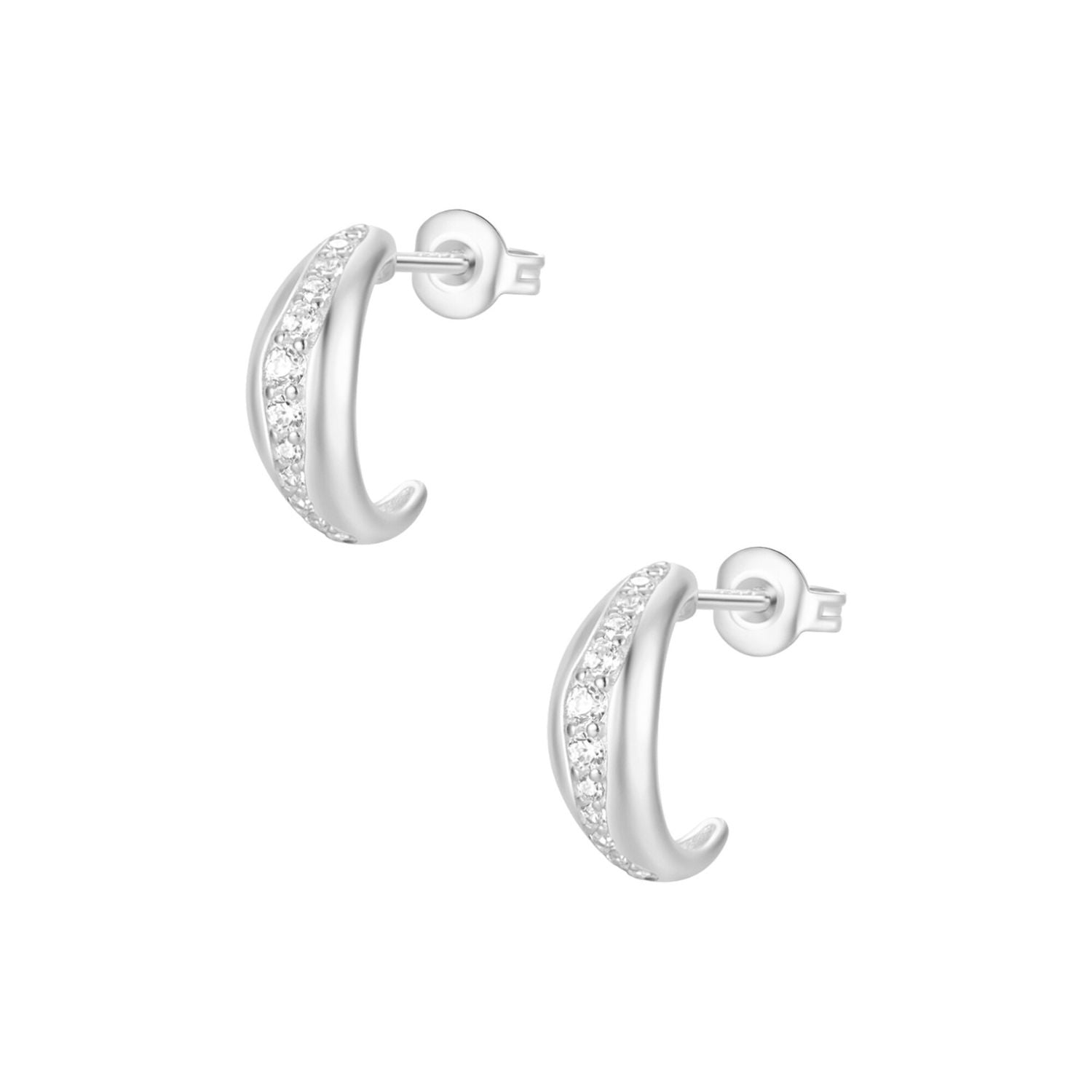 Sterling silver cubic zirconia detailing earrings in silver. Abigail hoops- Lephoria