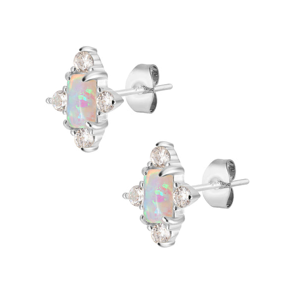 Lucy Opal Stud Earrings -Silver