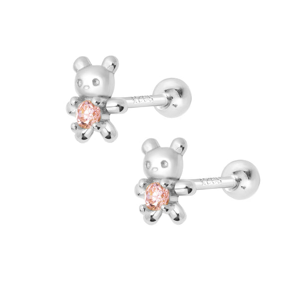 Lola Bear Stud Earrings - Silver