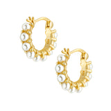 Suzie Pearl Hoop Earrings - Gold