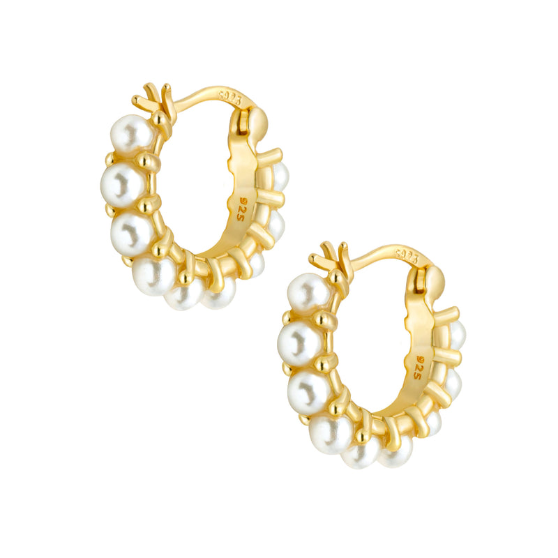 Suzie Pearl Hoop Earrings - Gold