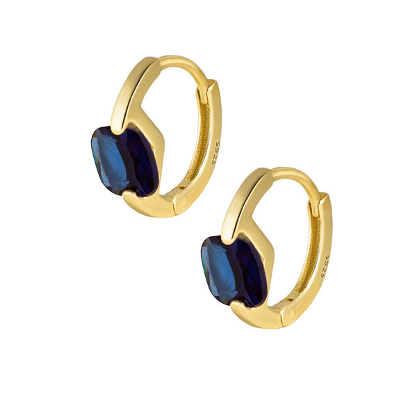 Sapphire Hoop Earrings - Gold