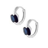 Sapphire Hoop Earrings - Silver