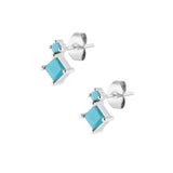 Aqua Stud Earrings - Silver