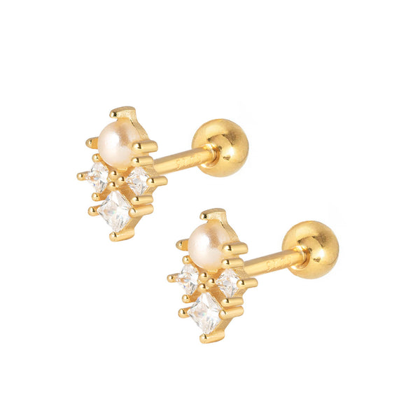 Penelope Pearl Stud Earrings - Gold