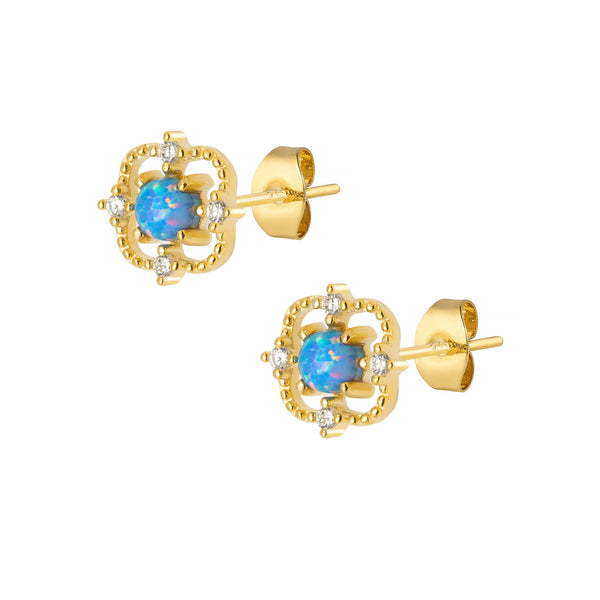 Neptune Opal Stud Earrings - Gold