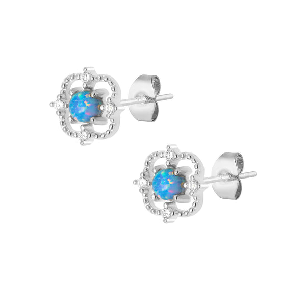 Neptune Opal Stud Earrings - Silver