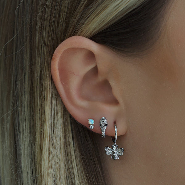 Melrose Opal Stud Earrings - Silver