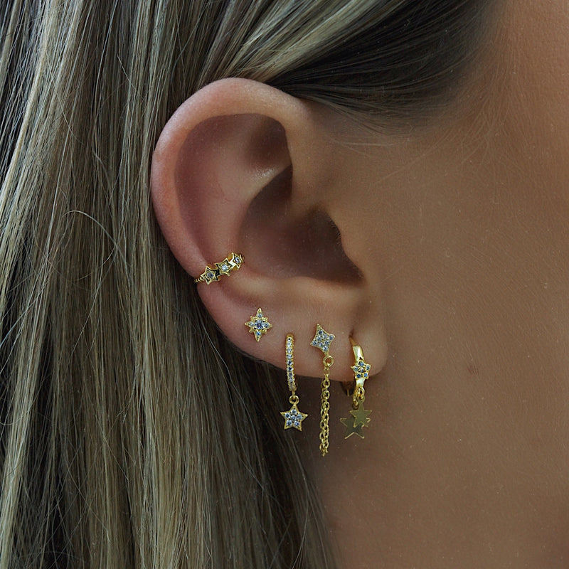 Lorna Star Hoop Earrings - Gold