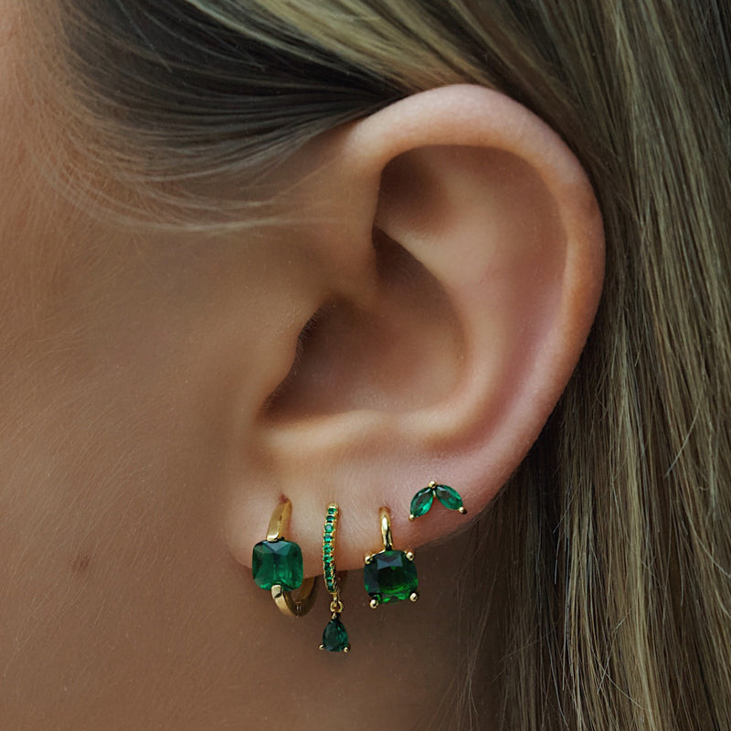 Jade Stud Earrings - Gold