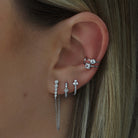 Sterling silver hoops with a diamond shape cubic zirconia and smaller cubic zirconia detailing. Alexia hoop earrings- Lephoria 