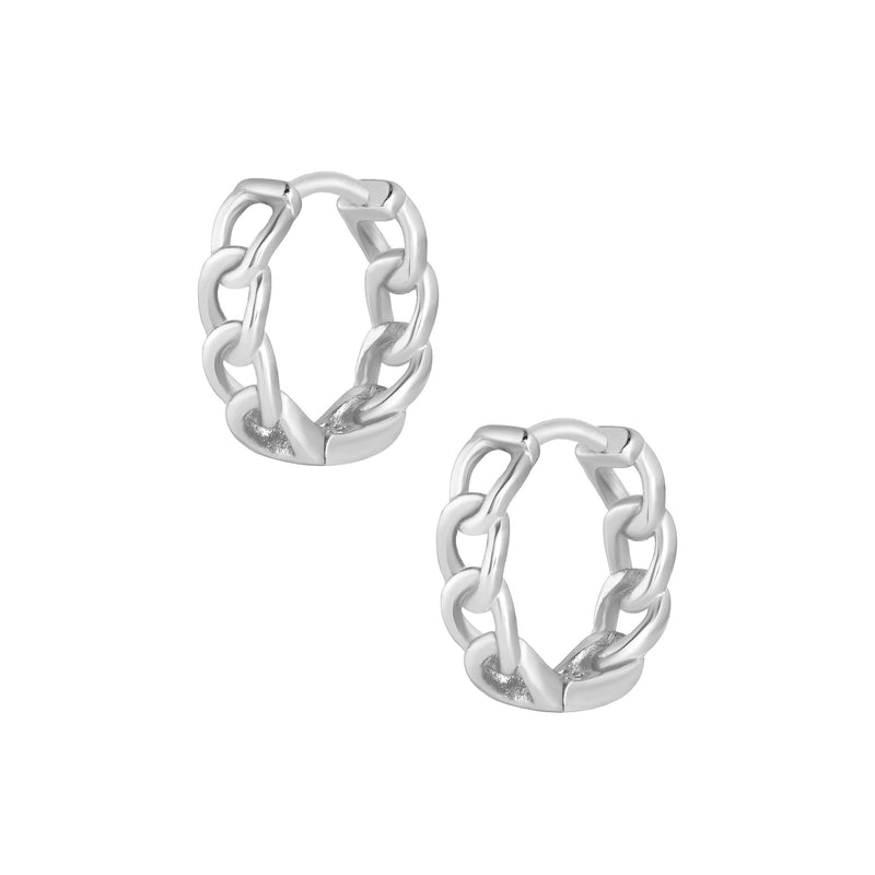 Chain Hoop Earrings - Silver