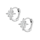 North Star Hoop Earrings - Silver