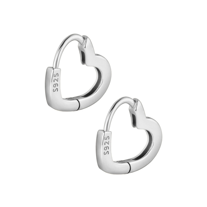 Hallie Heart Hoop Earrings - Silver