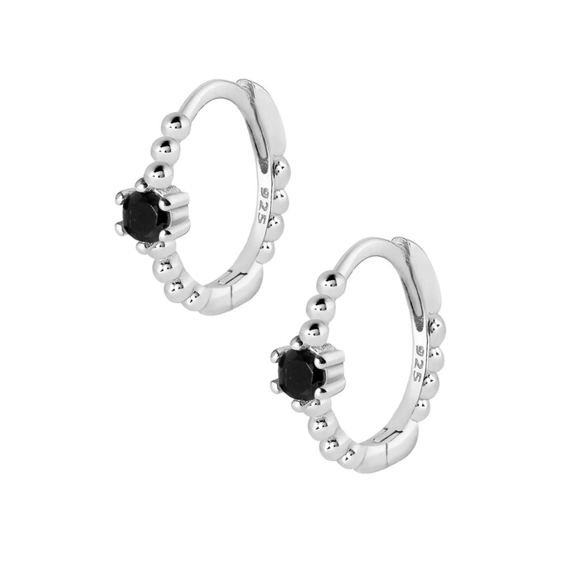 Ebony Hoop Earrings - Silver