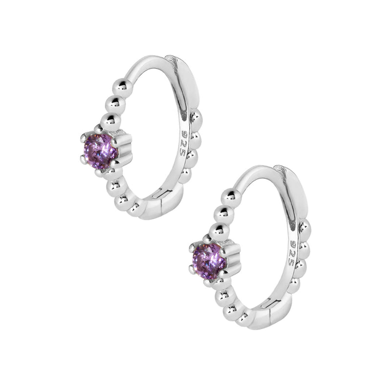 Violet Hoop Earrings - Silver