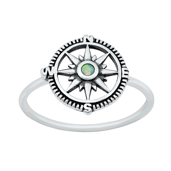 Silver sales compass ring