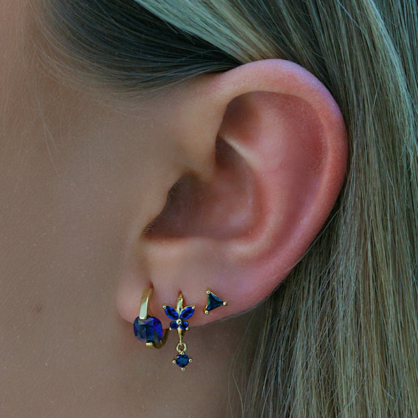 Sapphire Hoop Earrings - Gold