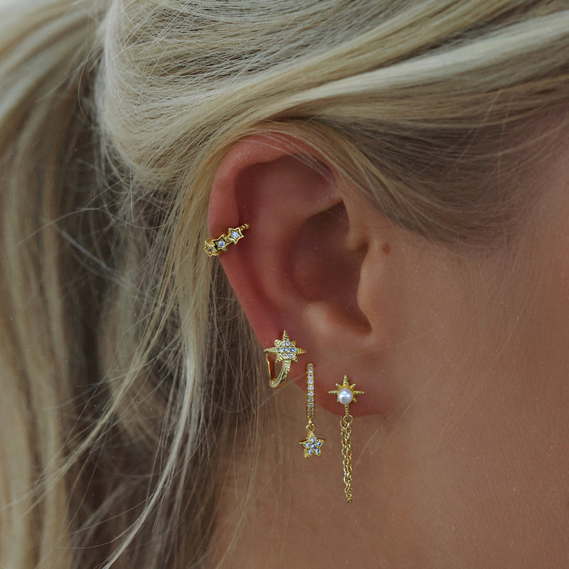 North Star Hoop Earrings - Gold